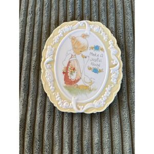 Vintage Precious Moments Collection Oval Wall Make A Joyful Noise Girl Goose Art